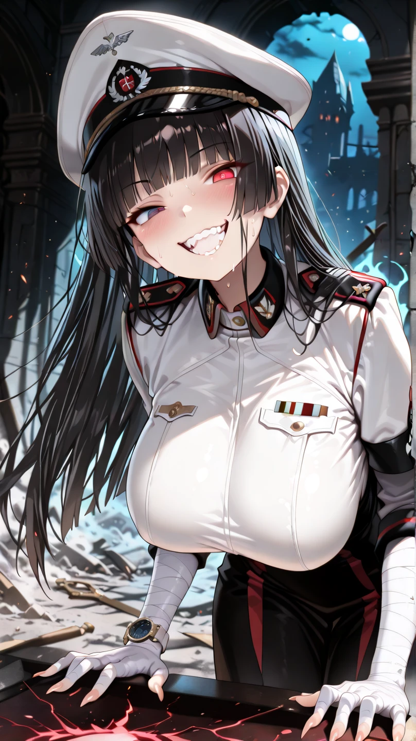 BDSM,1girl in,A naughty black-haired beautiful girl with a short bob dressed as a nurse.'S uniform'A girl in uniform reaches ?????? despite being confused by sexual torture'looks like me'i'looks like me'i'looks like me'i'Looks like I'm going to cry,Sweaty skin,red blush,Very cute,tre anatomically correct,tits out,cleavage of the breast,shame
