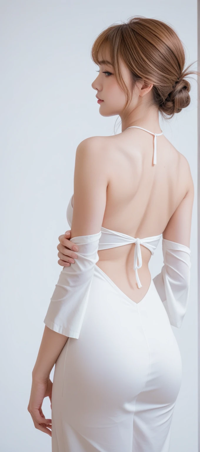 Western-style building, woman, 1 person, Beautiful Japanese actresses, Age 25, Double Eyes,mile, Detailed face, Big earrings,Large Necklace,light brown delicate middle cut hair,the tips of the hair are wavy,Classy hairstyle,fine grain,Slender actress, (((White see-through gal dress:1.5))), Spread your legs、Beautiful pubic hair, 若い官能的な日本人woman、K-POPアイドルみたい、((scream、Protruding chin、look up、Show Viewer:1.2))、((Distorting the face with pain、Close one eye、Climax expression:1.5))、((put in、Deep joy, Ecstatic Eyes:1.2)), ((I gasp hard:1.2))、Ecstatic face、On the white sheets、Lean your body back、The whole body is convulsing、Flexible body、Beautiful back、Beautiful ass、look back、Delicate white skin、length, Thin legs、(Beautiful and accurate depiction of fingers)