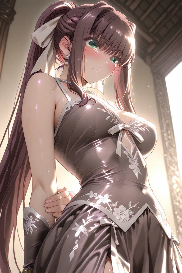 highest quality、Very delicate and beautiful、Very delicate and beautiful、(Beautiful eyes)、Pink Eyes、I、I、、13 years old 、Japanese、、Chiquita、(armor)、(Black Hair)、((Pink leotard))、(High leg)、Tiara on head、Laughter、standing、Look forward、((The background is the club room.))