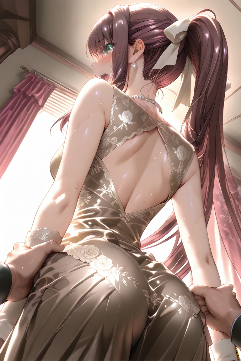 masterpiece, best quality, (extremely detailed CG unity 8k wallpaper), (best quality), (best illustration), (best shadow), octane render,ray tracing,ultra detailed,In this image, you see a beautiful girl wearing a bunny girl cosplay outfit. Her long, flowing hair is styled in loose waves and cascades down her back in a soft, silky curtain. Her outfit is a skintight bodysuit that perfectly hugs her every curve, accentuating her stunning figure. The bodysuit is adorned with playful bunny ears perched atop her head and a fluffy tail attached to the back.
The girl is standing confidently in the center of the image, with a sly, mischievous smile on her lips. Her pose is playful, with one hand on her hip and the other holding a carrot teasingly between her lips. She exudes confidence and allure, capturing the attention of anyone who lays eyes on her.
The background of the image is a dimly lit room with a hint of pink and purple lighting, giving it a sensual and seductive atmosphere. The room is sparsely furnished, with a few scattered pieces of furniture that add to the ambiance. A lacy curtain is drawn behind the girl, adding a touch of elegance and sophistication to the scene.
In the foreground of the image, there are a few props that add to the playfulness of the scene. A basket of carrots is visible on the floor beside the girl, along with a pillow, she has tall body with medium breast and slim waist