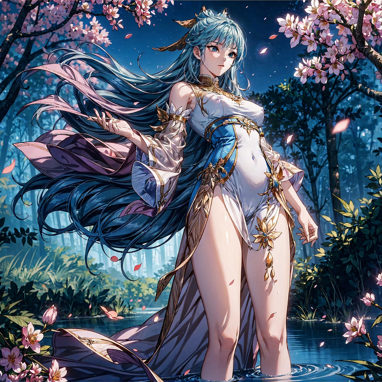 there is a woman with wings and a flower in the background, closeup fantasy with water magic, ((a beautiful fantasy empress)), asian female water elemental, a beautiful fantasy empress, water fairy, flower goddess, 🌺 cgsociety, goddess of the ocean, japanese goddess, ethereal fantasy, fae priestess, fae, sitting in her throne underwater --auto --s2