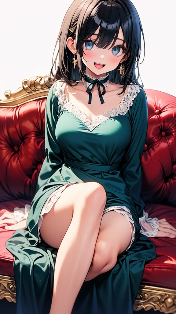 BREAK (masterpiece:1.2), best quality, high resolution, unity 8k wallpaper, (illustration:0.8), (beautiful detailed eyes:1.6), extremely detailed face, perfect lighting, extremely detailed CG, (perfect hands, perfect anatomy)mansion,bedroom,windows,candles,soft light,night,,fubuki, black hair, (green eyes:1.5), short hair,black dress, dress, fur coat, high collar, jewelry, necklace, off shoulder, taut clothes, taut dress,stockings,neckline,cleavege,nipples see through,black stockings,upskirt,showing panties,lace panties,showing legs,lie on back,lie in bed,from above.