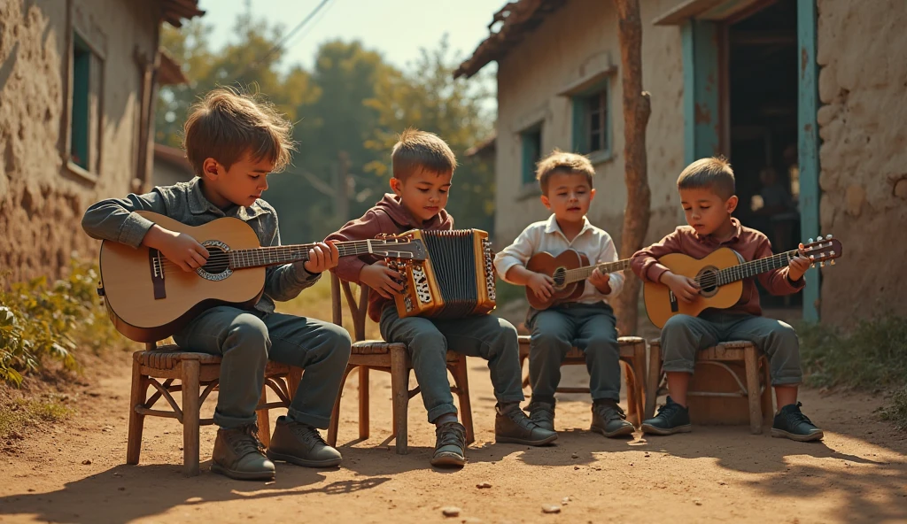 The Children playing musical instruments in ensamble