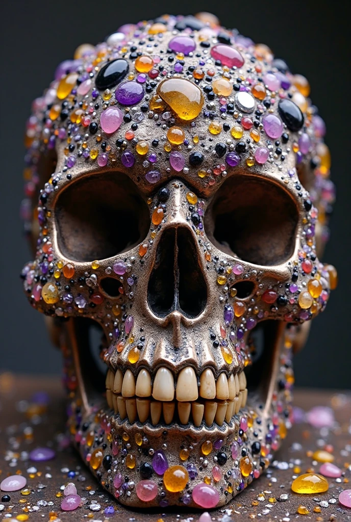 jewelry skull made of prismatic crystals,dark background,studio shot hyperrealism,octane render,8k DonMn1ghtm4reXL 