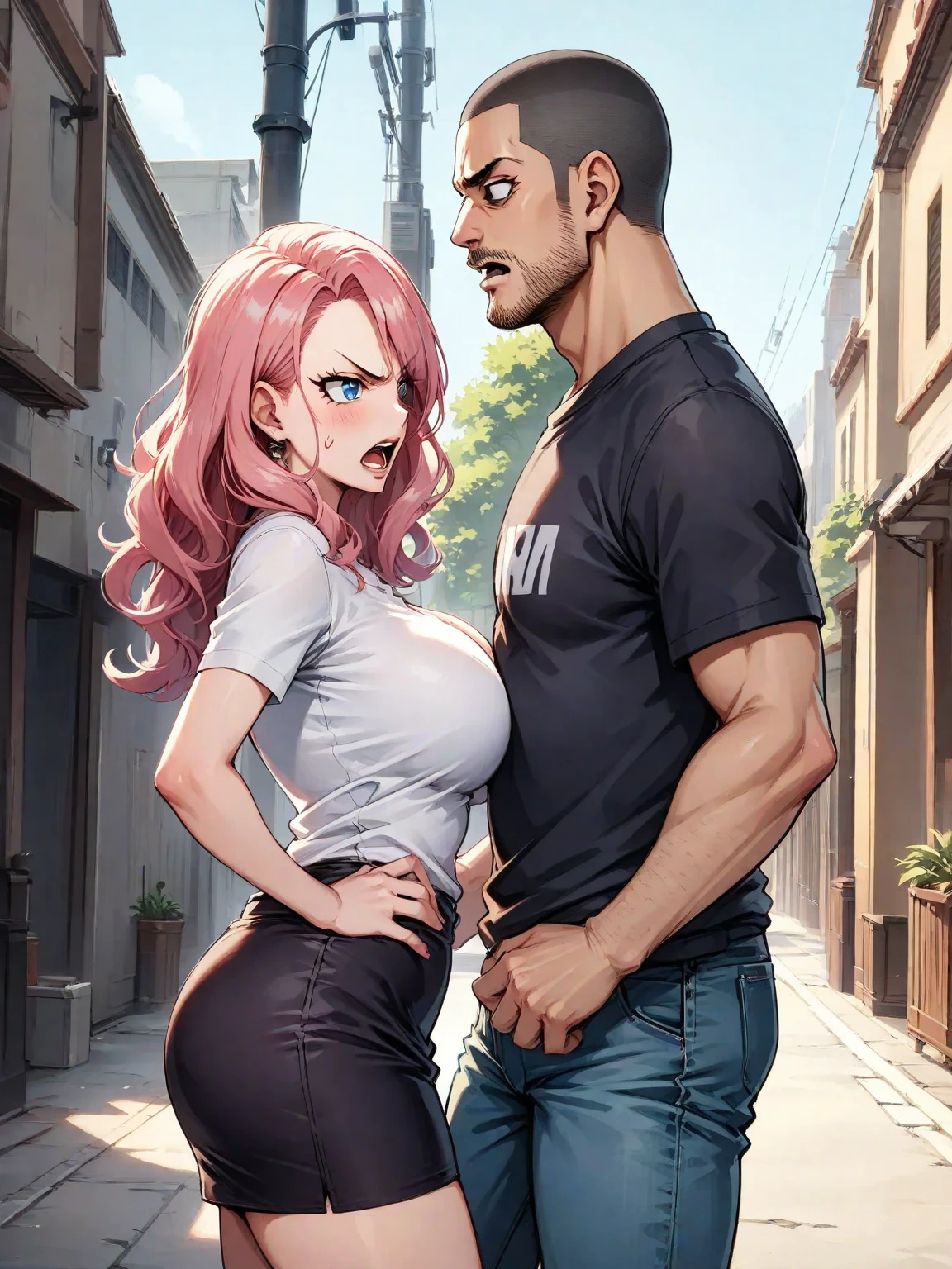 1 girl with pink pussy, night, in the dark alley,(Man Holding on to tits:1.4),pinching tits, Pouting asorced, (Being touched by men:1.5),(Being stroked by a man's cock:1.2),(seen from the bottom) , (((tmasterpiece))), ((best qualtiy)), ((intricately details)), ((ultra-realistic realism)), Ridiculous res, A MILF, Mature woman, ssee-through, highly detailed, illustratio,1girll , ((Large breasts)), (areola of breast),perfect hand, detailed finger, Beautiful detailed eyes, Wavy curly hair, with brown eye, vd, (big juicy bare tits:1.2), naked,耳Nipple Ring, detailedbackground, perfect eyes, Seductive eye,Cocked buttocks,Reddened face,(weeping:1.2),Confused eyes, exposed tits, tits, big juicy boobs, pink nips, explicit, nsfw, forced aggressive, humiliation, ripped red dress, soaked, exposed crotch, fingers deep in crotch, cum, sweating, milky clear liquid dripping from tits & crotch, lifted dress, fingering, , forced fingering, men rubbing crotch, perky tits, man inserts his thick into the women’s perfect pink wet slit, cumshot, cum, , zoomed out