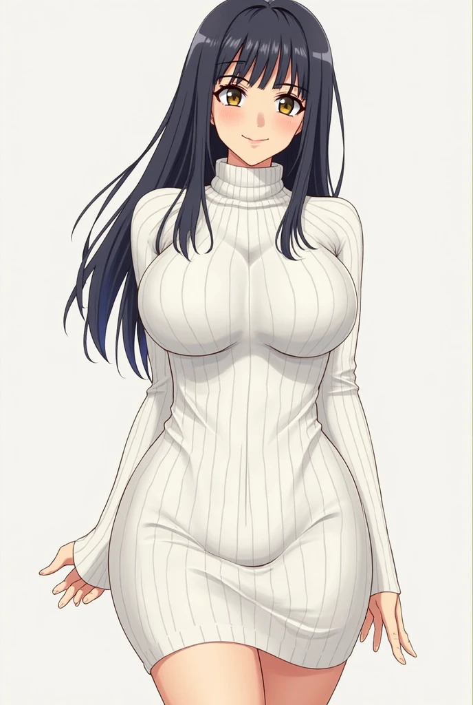 score_9,
<lora:frostwallart_v1_pruned:1>, 
1girl, sweater dress, large breasts, long hair, black hair, blue eyes, 
thighs, black thighhighs, 
cowboy shot, 
indoors, 
looking at viewer, half-closed eyes, parted lips, smile, red lips,
high resolution, Masterpiece, detailed
