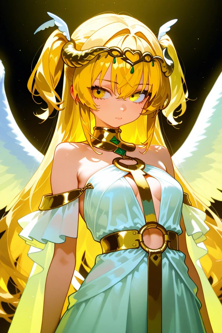 yellow hair, long hair, mint eyes, (((venus_bikini))), sexy, Sexual Intercourse, (cum in pussy),(breast milk), beautiful body, large breasts, wings