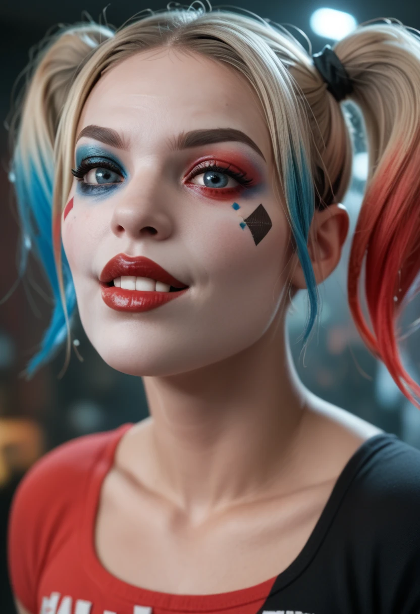 elizabeth holmes as harley quinn, exquisite detail, award winning photography, dramatic lighting, skin texture <lora:ELIZABETH_HOLMES_XL-000007:0.7>