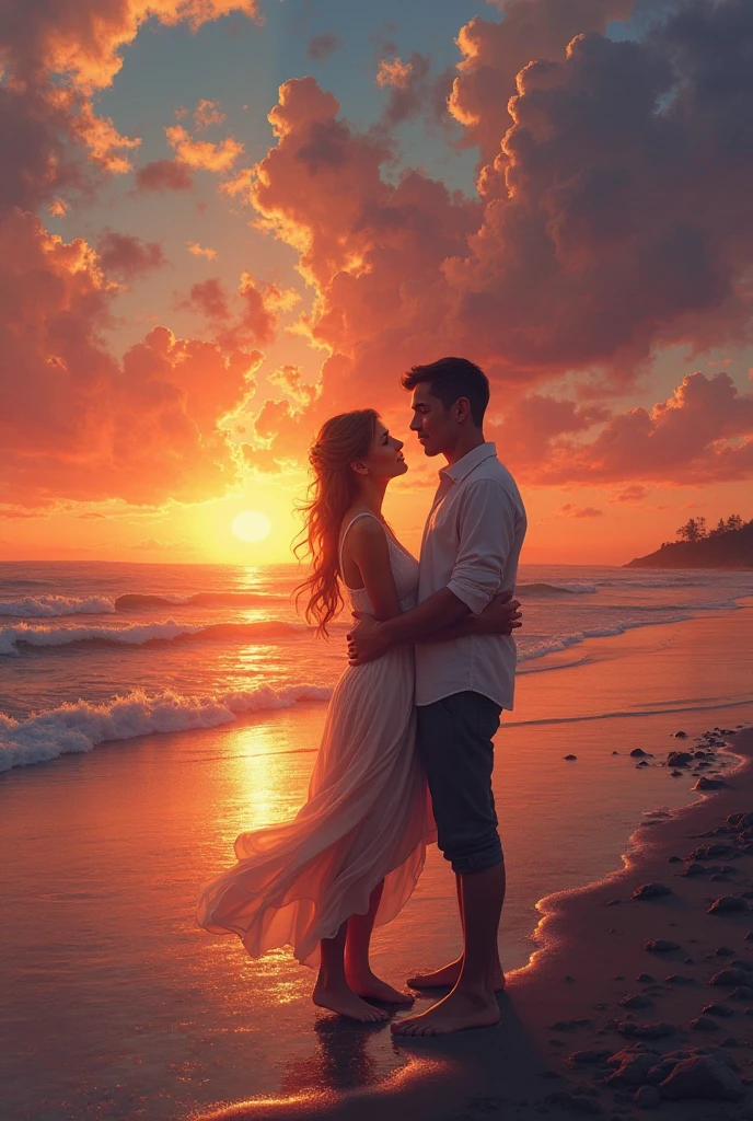 [best quality,4k,8k,highres,masterpiece:1.2],silhouette,couple,kissing,colourful sunset,romantic,emotional,passionate,silky clouds,magical,love,serene,orange,pink,purple,warm lighting
