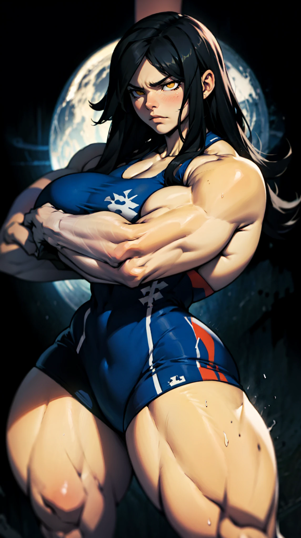 (((((Black woman, Muscular))))), ((thick thighs, 非常にLarge Breasts,、Strong Body、), Black Hair、Long Hair、, alone, Glowing Skin, it was foggy, ,Bridge pier, Bristles,Are standing、Big body women、naked,Strong Body、pubic hair,Muscular in the forest,Composition from the front,Muscular and wide hips,Muscular and wide torso,Muscularの, Widebody,thick, Muscularの腕,thick, Muscularの脚,Muscular and broad shoulders,bodybuilder,nakedの美しい女性,Large Breasts,long, saggy breasts,,Deep purple eyes,Woman with beautiful face,Expressionless,,,Strong Woman,Right in front of the viewer,,Muscular女性,Big body and broad shoulders,thick Women,,sexy,Stand in front,正面にAre standing女性,A woman standing directly in front,真っ直ぐにAre standing,Fat woman,Fleshy ladies,Plump woman,Chubby woman,,Sailor suit in small size、Black Skin Woman