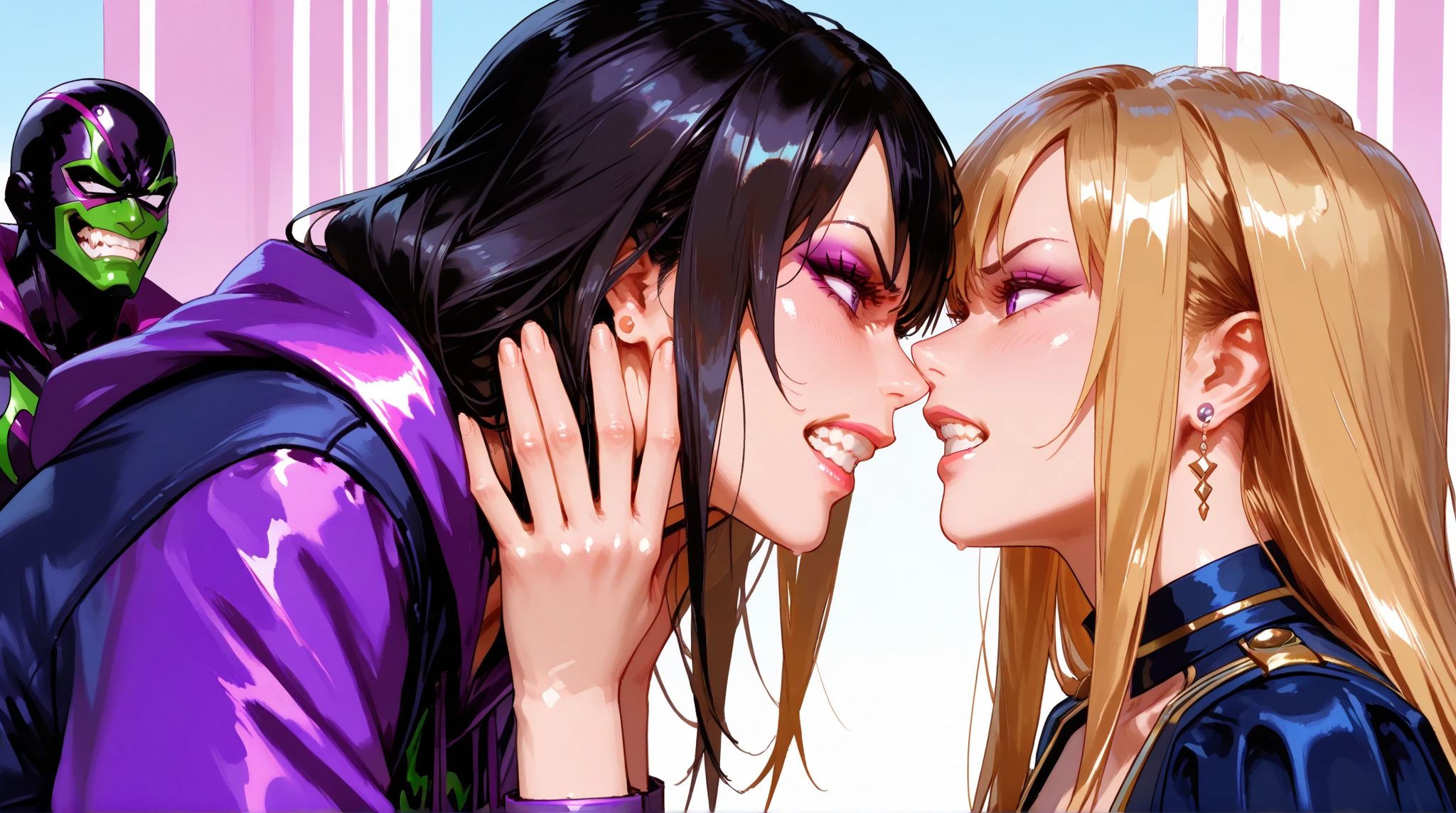 MILF sucks huge penis with her mouth、She is excited and happy, snot dripping from her nose while giving a deep throat blowjob.、Full body image
