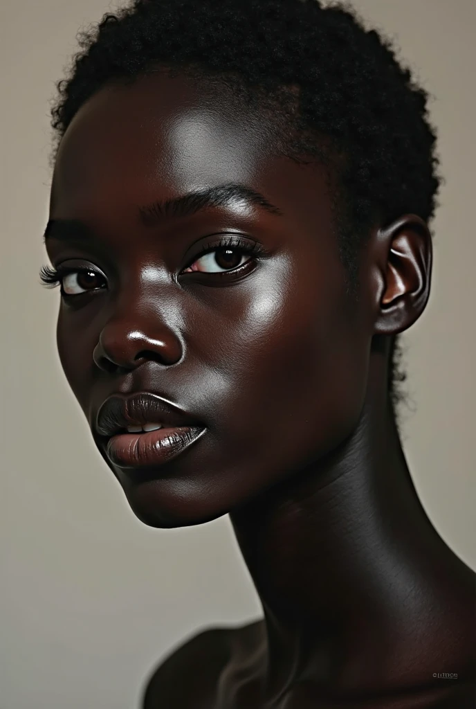 african woman, young, naked, ginger bangs, septum piercing, dimples, thick belt around neck, naughty expression, brown shiny latex bodysuit, close-up, UHD, retina, masterpiece, accurate, anatomically correct, textured skin, super detail, high details, high quality, award winning, best quality, highres
