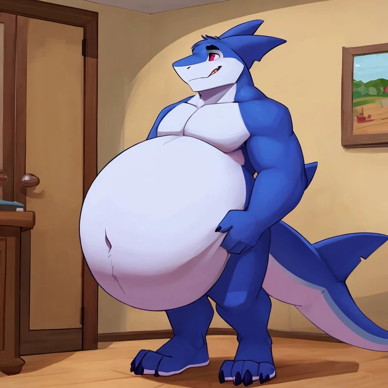 (((detailed eyes, detailed face))), (feline, typhlosion <lora:pokemon_TyphlosionFRL27nO:1>, two tone body), male, (solo), (plump, belly, chubby, overweight), (white briefs <lora:bulge_brief_cum_xindigo_v2:1>, topless), standing, arms behind back, smile, (by zackarry911, by zaush, by personalami:0.5), bedroom, light environment, 8k, UHD, masterpiece