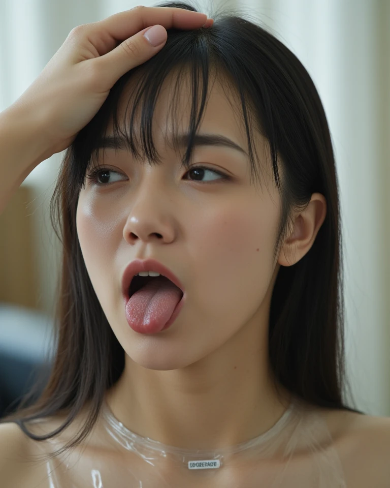 ((highest quality, 8k, masterpiece :1.3)), 11 year old Japanese girl、Collared shirt、No underwear、Rope bondage on breasts、Angry expression、Mouth slightly open、Panting in pain、Eyes closed、Natural look