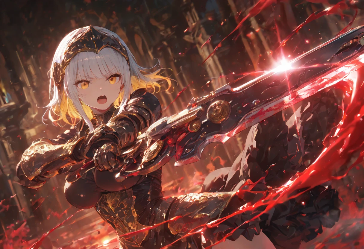 masterpiece,best quality,ultra detailed,(1 Fallen Female Knight),(rage:1.1),(one eye closed:0.5),upper body shot,The fire sword,blonde hair,long hair,blue eye,straight hair,(ThunderStorm:1,5),darksouls,(fire:1.4),(Rainy:1.3),((blood dripping from mouth:1.2)),(((profuse bleeding:1.5))),grass,(wet skin:1.3),(wet hair:1.5)