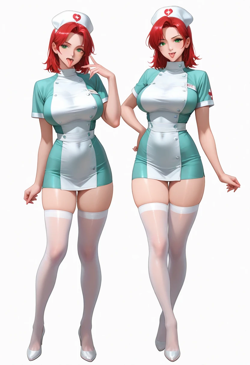 Sexy nurse .seductive face .attractive body .heavy breast.very transparent latex short tight nursing uniform.very short tight uniform .seethrough .pencil cut dress.realistic.high resoluction.full body .high heel .lagging .very short transparent uniform.showing armpit.