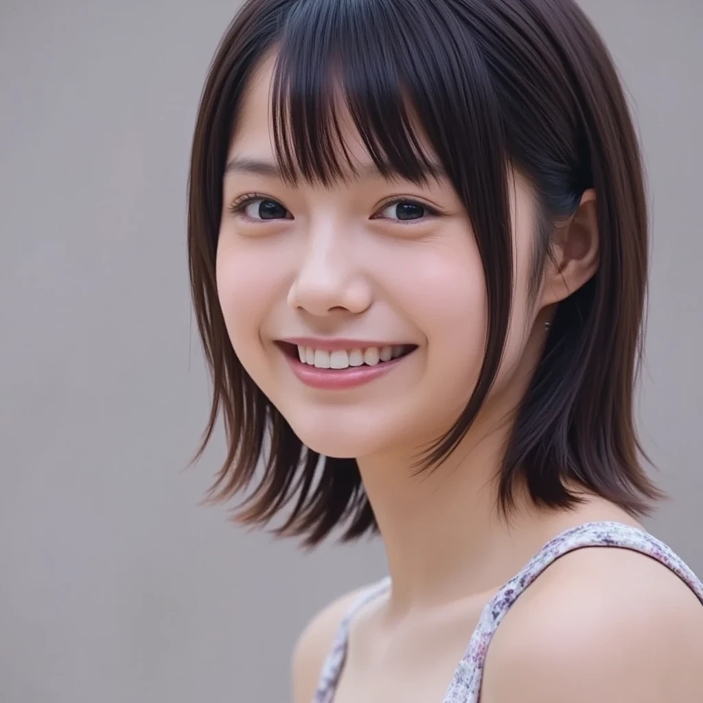 (8K、RAW Photos、Highest quality、masterpiece:1.2)、(Realistic、Realistic)、1 Girl、Japanese、((white Lingerie、bikini、whole body、garden、smile、chest emphasis、whole body、View from the front、Looking into the camera))、((Petty Girl、short hair))