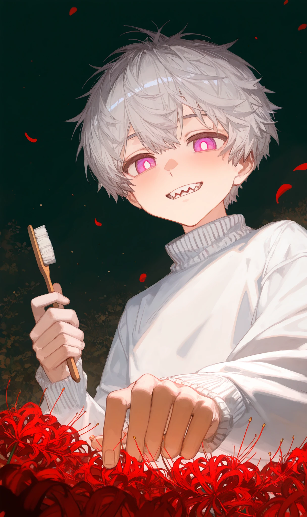 (suggestive:1.3),(corruption),1girl,(japanese clothes),holding ((popsicle)) melting,dripping,white hair,purple eyes,blush,upper body,(ahegao:1.1),(naughty face),collarbone,trembling,sweat,sweatdrop,heart,skindentation, (crazy:1.3),(speed lines),sun, outdoors
