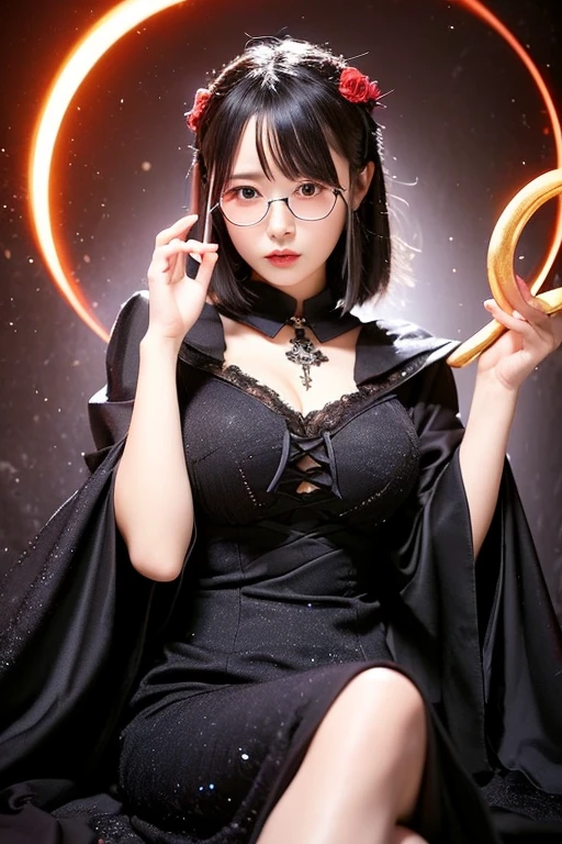 Dark Fantastic Night , Behind me is a big, scary castle , Lots of bats , big, red, Fantastic Moon , Some cliffs , 2. A cave far from the cliff , Some stones , Broken pillars , There are many magical glowing stones around her , dark空の遥か遠くに龍が, Horror Scene , 美しい女性のdevil , redい魔法の非常に明るい目 , A small magical sphere glowing red in both hands at the same time , オーブを見つめる女性のdevil , Dark Big Wing , Very detailed顔 , ((((Huge glasses, Nerd Glasses, thickメガネ, Round Glasses))))、(((Big Breasts)))、(Ultra-detailed scenes) , (Ultra-detailed orbs) , (Super beautiful face) 、(Highest quality,High resolution:1.2),(dark,Threatening:1.1),(Bad luckな:1.1),(devil,Satan,Lucifer:1.1),(devil的な:1.1) Highest quality, Very detailed, Realistic, Portraiture, 暗くてSpooky atmosphere, Glowing Eyes, Spiritual Beings, Unforgettably美しい, Ghostly figures, Swirling Mist, Supernatural existence, devilの本質, Shadow-like shape, Spooky whispers, Ominous Aura, Eerie pale skin, Dark and twisted branches, Flickering candle light, Spooky elements, Mysterious and enigmatic, Spectral emergence, Gothic art style, attractive, Spectral range, Extremely depressed, Otherworldly beauty, Mysterious glow, Unforgettably'Don't forget, Cold atmosphere, Spooky and ominous lighting.,(Bad luck,Bad luckな:1.1),(Powerful figure:1.1、Big Breasts、Glasses) 、 ((((Huge glasses, Nerd Glasses, thickメガネ, Round Glasses)))),(((Big Breasts)))、(devil'tail)、(redい目が光る:1.6)、(redくGlowing Eyes,Sharp teeth:1.1),(Black wings,thick,shabby:1.1),(hellish landscape:1.1),(fire,sulfur:1.1),(Threatening雰囲気:1.1),(dark shadows,Threatening presence:1.1),(Bad luck clouds,Stormy Skies:1.1),(dark,Spooky atmosphere:1.1),(Bad luck aura,Evil energy:1.1),(dark aura,cigarette:1.1),(Extreme heat,Burning Flames:1.1),(Surreal,Nightmare Visions:1.1),(Ultra-detailed Moon) , (Ultra-detailed castle) , (Ultra-precision needles) , (Very detailed wings) Blood splattered on the body, Pale face , Dark Red Lip , Black Devil Wear , Shaped body , 彼女の周りのredい魔法 , redマナのローテーション、Highest quality, Very detailed, Realistic, Portraiture, 暗くてSpooky atmosphere, Glowing Eyes, Spiritual Beings, Unforgettably美しい, Ghostly figures, Swirling Mist, Supernatural existence, devilの本質, Shadow-like shape, Spooky whispers, Ominous Aura, Eerie pale skin, Dark and twisted branches, Flickering candle light, Spooky elements, Mysterious and enigmatic, Spectral emergence, Gothic art style, attractive, Spectral range, Extremely depressed, Otherworldly beauty, Mysterious glow, Unforgettably'Don't forget, Cold atmosphere, Spooky and ominous lighting、(redい目が光る:1.6)、(redくGlowing Eyes,Sharp teeth:1.1),(Black wings,thick,shabby:1.1),(hellish landscape:1.1),(fire,sulfur:1.1),(Threatening雰囲気:1.1),(dark shadows,Threatening presence:1.1),(Bad luck clouds,Stormy Skies:1.1),(dark,Spooky atmosphere:1.1),(Bad luck aura,Evil energy:1.1),(dark aura,cigarette:1.1),(Extreme heat,Burning Flames:1.1),(Surreal,Nightmare Visions:1.1),(Predicting the end:1.1),(Twisted corners,Fiery crown:1.1),(Bad luck whispers,devilのような笑い:1.1),(Cry of pain,echoing screams:1.1),(Bad luck symbols,Ancient runes:1.1),(Mysterious Relic,dark artifacts:1.1),(Infernal Ritual,Ritual sacrifice:1.1),(devil的な minions,creatures of darkness:1.1),(Desolate,Barren Wilderness:1.1),(University of the Soul,Suffering Soul: