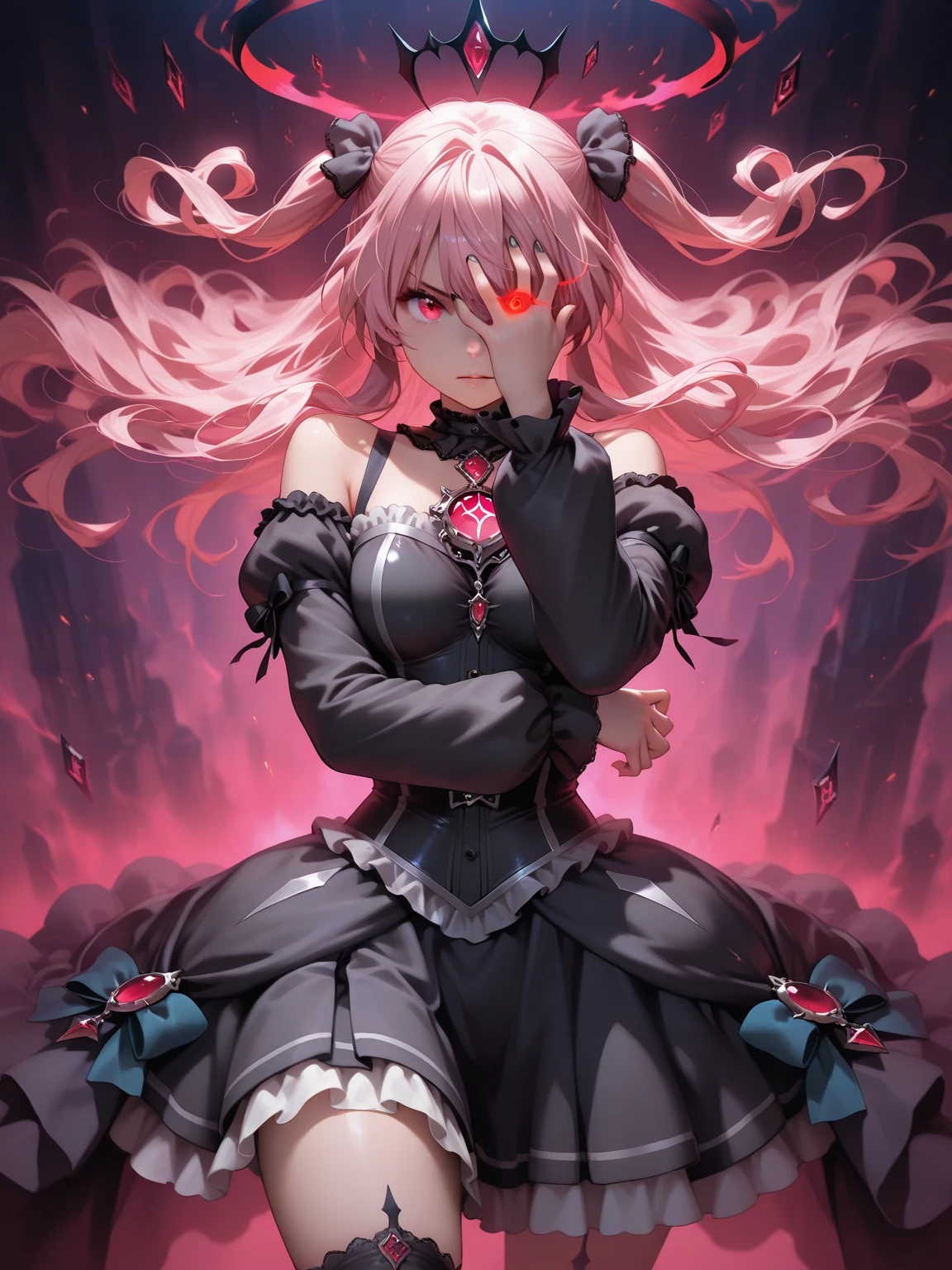 ,shaded face,half-closed eyes,beautiful girl、とてもcute天使、Pink T-shirt、cute、Baby Face、smile、Long skirt、Black long boots、.(Highest quality,4K,High resolution,masterpiece:1.2),Very detailed,Realistic:1.37,Spooky altar background,Dark fantasy,Red color scheme,Ominous atmosphere,Eye-catching,Storytelling,anatomy,Anime Style,Concept Art,beautiful細部までこだわった顔と (((Red eyes ))),A terrifying ritual ,Satanic Ritual,Premature death,inappropriate behavior,クレイジーなsmile,Scythe Face,Girl Monster, beautiful, Delicate facial features, Sharp Eye, Sharp Fangs, pale skin, Thick chain, Dark Background, Cinema Lighting, Dramatic Shadows, Gothic style, Gloomy atmosphere, Dark fantasy, one person's, Please open your mouth wide, Open your mouth and baring your teeth,Sharp teeth like a beast, Wide lips, very wide mouth, Vermilion cheeks, ,(Blood splatter:1.4),Scary smile, smile,Angel Design, Twisted smile、Bloody、bleeding from the head,,,,,、Blood splatter、,(Blood splatter:1.4),skull,Horror Style, ((Fantasy Sweet Ta Frill Pink Costume)), ((Flowing blonde hair)), ,(Blood splatter:1.4),Female curves, Sexy flat stomach, Perfect hands, Perfect anime face, (Pink Tata Dress)), Are standing, ((邪悪なsmile)), ,(Blood splatter:1.4), Steam circulates, Moonlight Illumination, night lighting, (Blood splatter:1.6),アニメAngel Design, Twisted smile、Bloody、bleeding from the head,,,,,、Blood splatter、,(Blood splatter:1.4), skull,Gothic architecture、Western architecture、Fantasy World、,Victorian cities, Skeleton Gas Light,Absurd, High resolution、 ((Tabletop)), ((Highest quality)), (Very detailedな), ((Very detailed)), (beautiful), ((cute)), (NFSW:1.8), alone,(:1.6)、(world'The most terrifying and creepy demon girl:1.5)beautiful face、Whole Body Ezbian、pale, beautiful肌、beautiful金の髪、優しくsmileむ、Dark building ruins、(snow white'Frill dress:1.3)、(The dark ruins are stained with blood:1.3)、Low angle full body shot、(少女は血の海の中にAre standing:1.5)、(The ground is full of blood:1.3)、(The girl lost a lot of blood....:1.3)、(クレイジーなsmile:1.6)、Spirits、(Blood dripping from the mouth:1.3)、