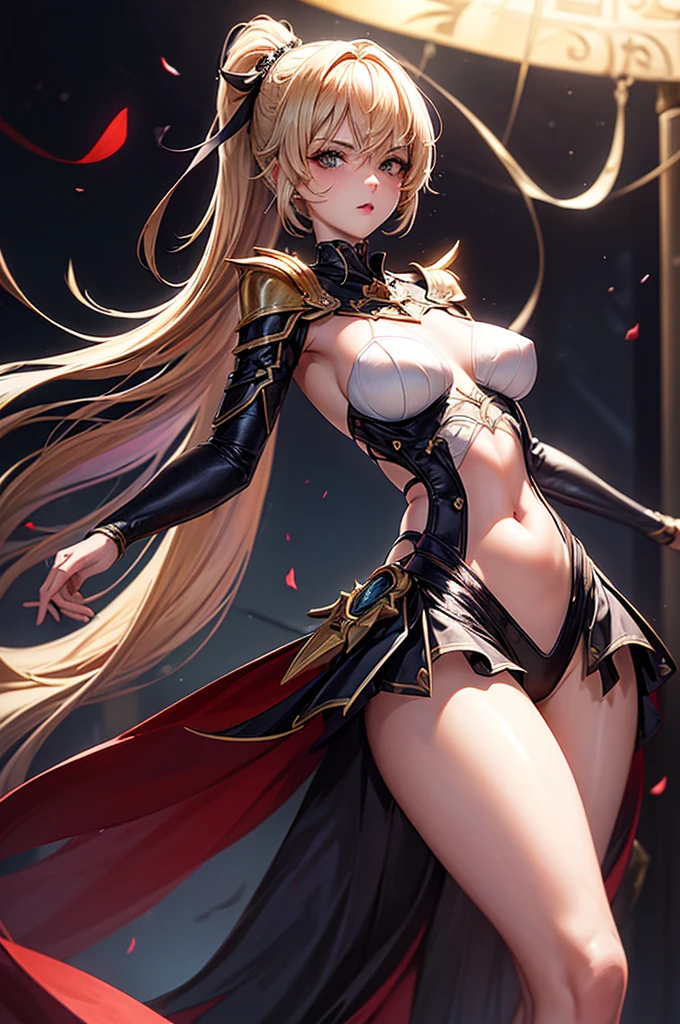 ((Best Quality, 8K, Masterpiece: 1.3)), 1girl, shiny skin, sharp, Perfect Body Beauty, realistic shaded perfect body, ("fantasy,bosysuit, white,gold decoration,transparent pussy" :1.2), , ("fantasy, black, armor gloves":1.2), ("fantasy, armor leggins"1.2), ("fantasy, crown"1.1), ("fantasy, robe"1.1), big_breasts, fantasy back ground, (dynamic pose:1.1), wind, inferno