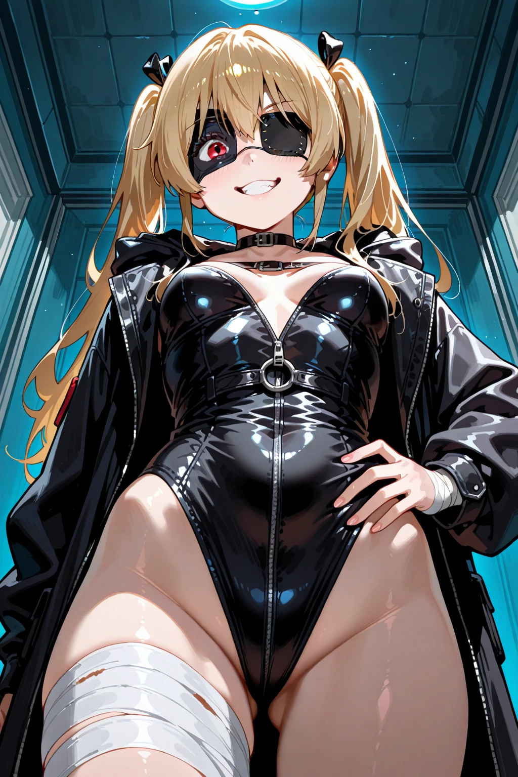 high quality, Blonde woman、Chastity belt、Graffiti on the body、mask、Reverse Bunny Girl、