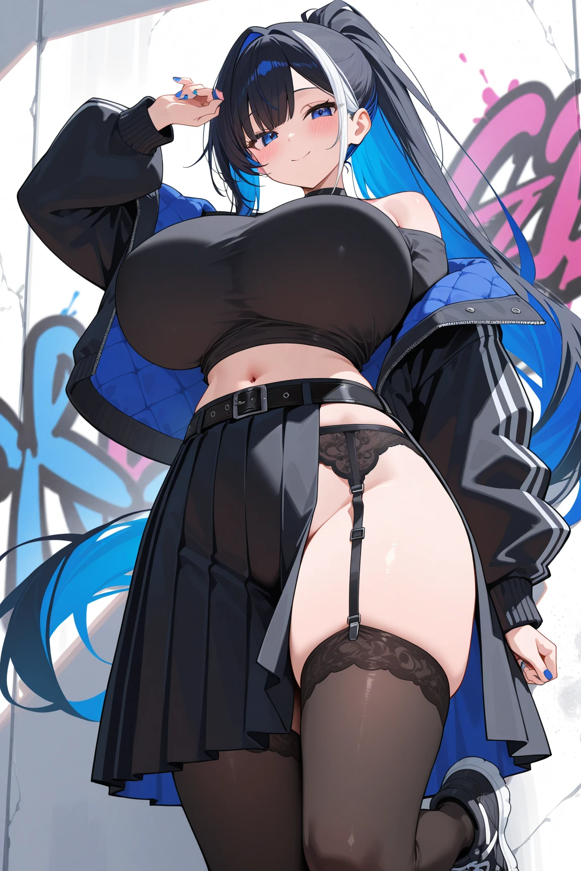 nsfw,naked girl,blue hair,blue eyes,8k,nipples
