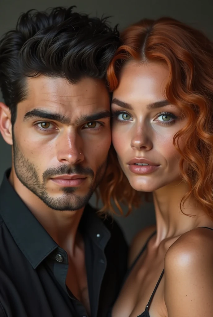 redhead woman,white woman with brown hair and man with curly hair