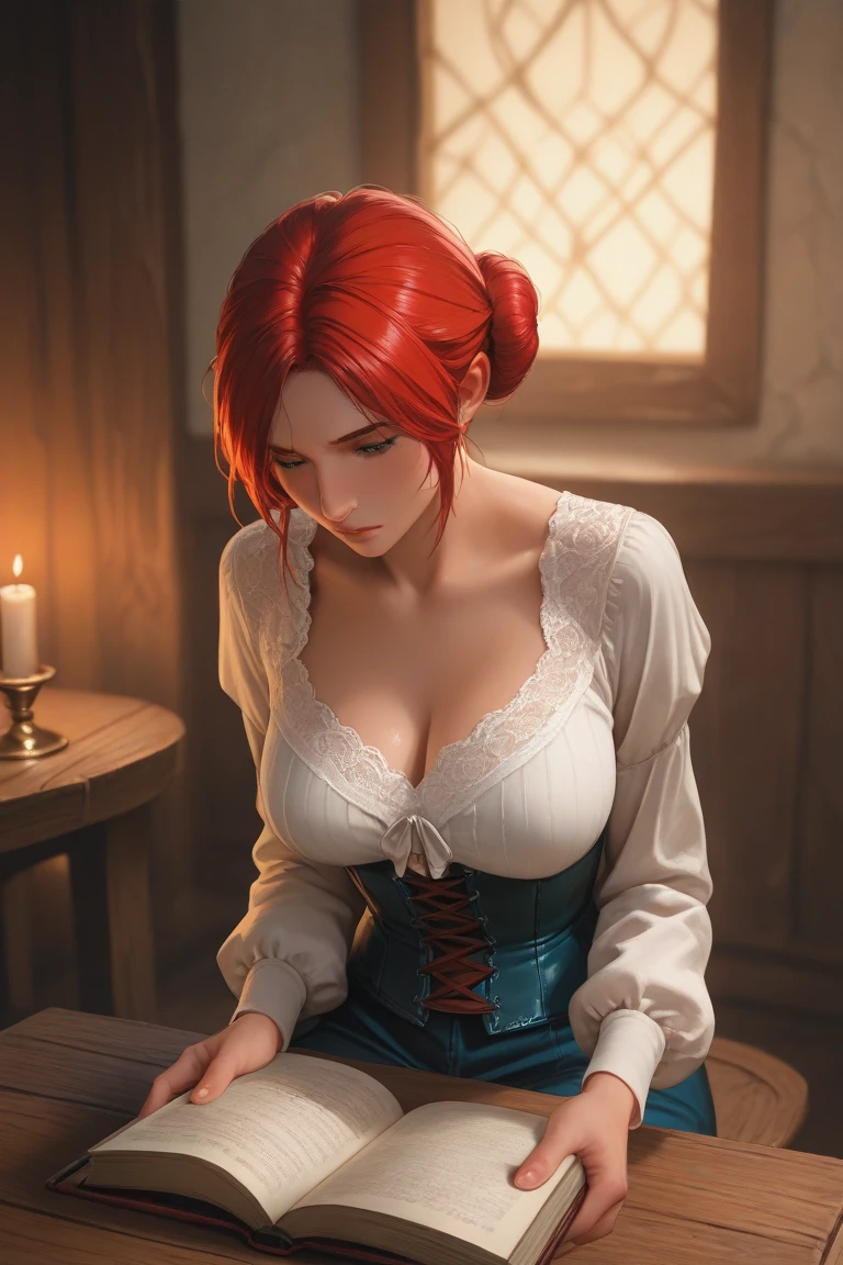 ((highly detailded)) ((huge ass breasts:1.2))
((Breasts bursting out of clothes:1.2)) cutaneous dentition, showing deep cleavage, Medieval fantasy era tavern girl, threw beer, pale woman with freckles, freckles on breasts, long red hair in messy bun, looking ahead at viewer, blushful, glare eyes, (((off-shoulder white blouse, low-cut and with ruffles, brown corset))) Brown boots, Simple Necklace, STRETCHED CLOTHES, dark and temperamental tavern by candlelight, (((night time))), ((soles)), ((work of art)), (best qualityer), Perfect Anatomia, huge ass , high resolution, detailded, 1 girl, ((ass naked)), (presumptuous), rest on your back with your feet up, only 2 feet, 2 legs only, on the bed, in the plain white room, giving a pillow