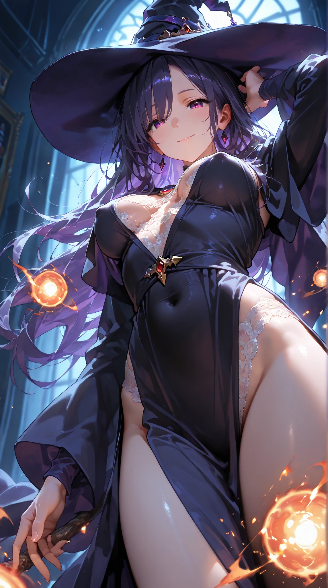 Girl、cute、looking at the camera、Bobcut、Medium Hair、Pink Hair Color、Embarrassed、Open your mouth、Troubled face、Confused expression、Butterfly earrings、Black choker、Fantasy World、witch、magic使いの杖(Blue Gem)in your hand、blackraceのストッキング、Black Cape、witchの大きな帽子、Spread your legs、Shiny skin、black、Big Breasts、Light blue inner color hair、Raise one arm、magic、lanthanum、full moon、Starry Sky、magic薬、grimoire、Runic letters on the stomach、Braided Pigtails、White skin、Floating、Blushing、race、Spread your legs、Become round、Look down here、witchの帽子、Too much exposure、whole body、Chengsei Metropolis、Heart symbol、magic使い、目の中にHeart symbol、intoxication、ピンク色のHeart symbolのタトゥー、From below、glamorous、Sweat、Floating in the air、magicのステッキ、Completely naked、Creampie、、Overflowing semen、tits、Pussy、Easy birth type、Big Breasts、Bob Hair、Naughty expression、Big eyes、Droopy eyes、Drooling、Sit on a chair、Ecstatic expression、Sex、Scrounge