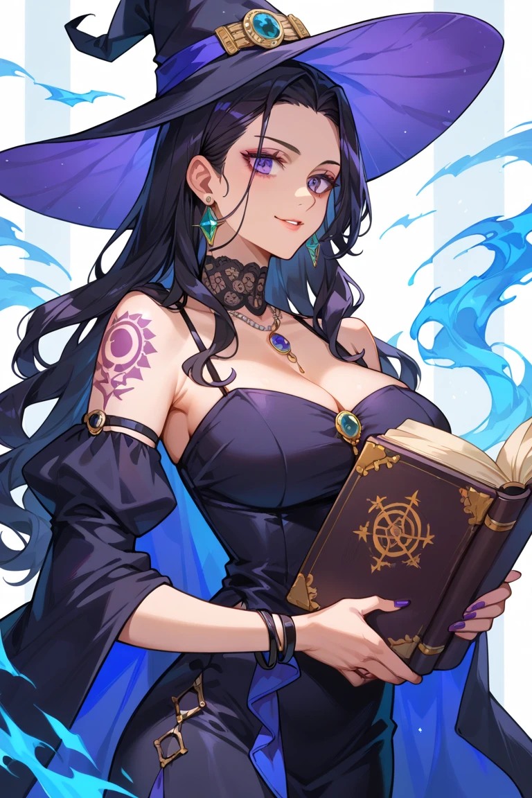 dark magic user, black holes, witch, cursed tattoo, robes, grey skin, crest, close-up, huge magic circle on hand, fantasy art, sapphire accesory, perfect body shape, look away, shy blushing face, masterpieces, solo, magical belt, void aura, mystic quality, less clothes, perfect breast shape, pattern