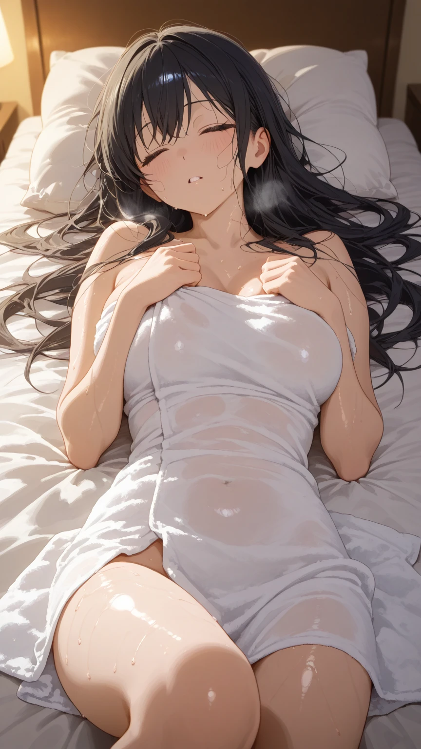 (((Hymen ruptures and bleeds、Bright red liquid flowing from top to bottom on the surface of the human body))),