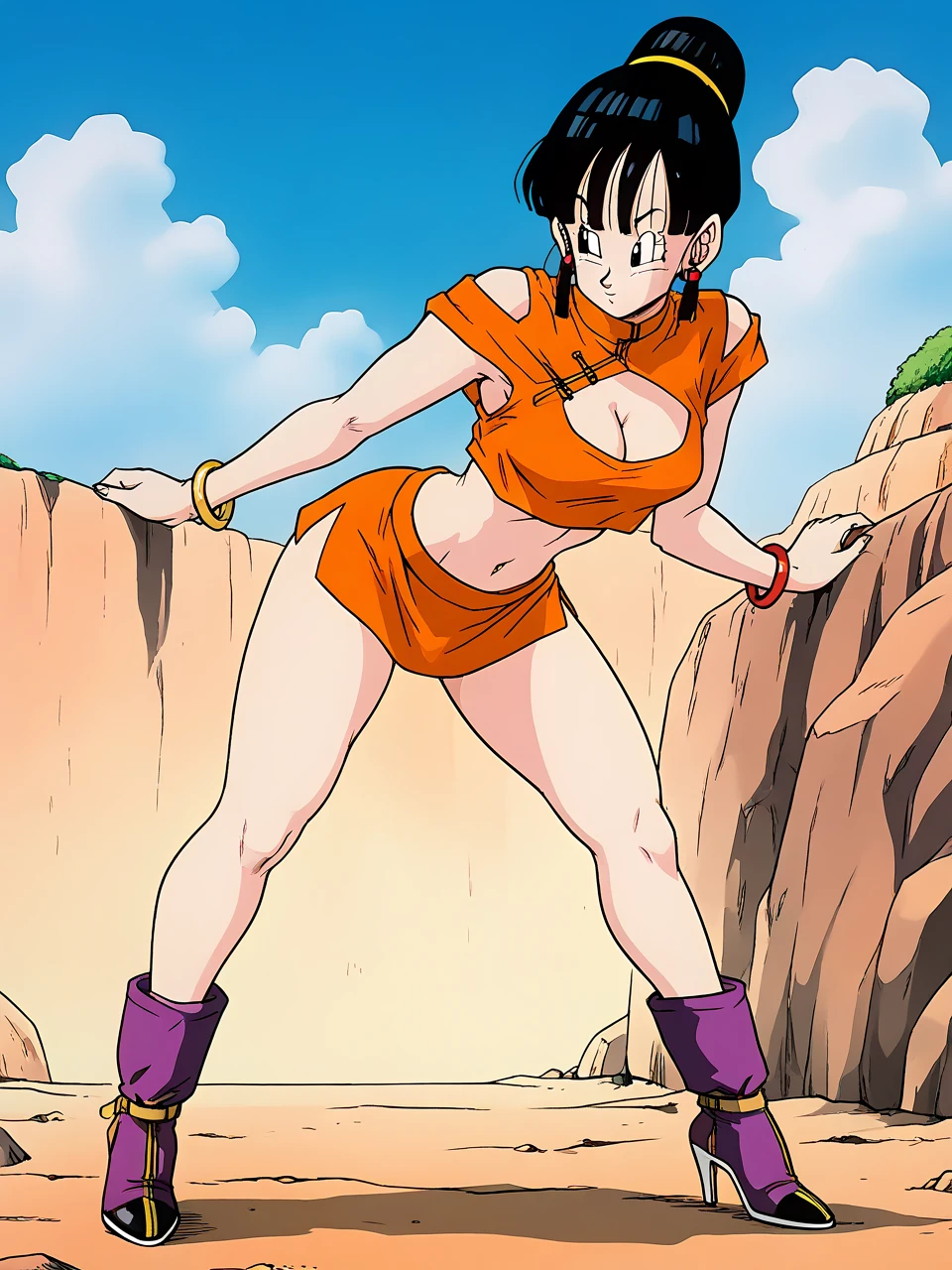 source_anime, highly detailed, score_9,score_8_up, score_7_up, ginedb, anime screencap, beautiful face, nsfw, full body, no clothes, bikini, massive butt, massive chest, showing ass up, showing buttcrack, 2buttcheeks,
1girl, solo, big breasts, big , looking at viewer, smile, short hair, on grass land, detailed, background, black hair, cleavage, bare shoulders, huge butt, huge breasts, closed mouth, upper body, retro artstyle, 1990s \(style\), blue Skye, black eyes, fingernails, hands up, bare arms, eyelashes, half-closed eyes, happy, own hands together, spiked hair, pink wristband, interlocked fingers, head rest, elbow rest, skimpy clothes, eyebrows, v-shaped eyebrows, nude, (covering her private parts with her hands), big breasts, big ass, thick thighs, wide hips,