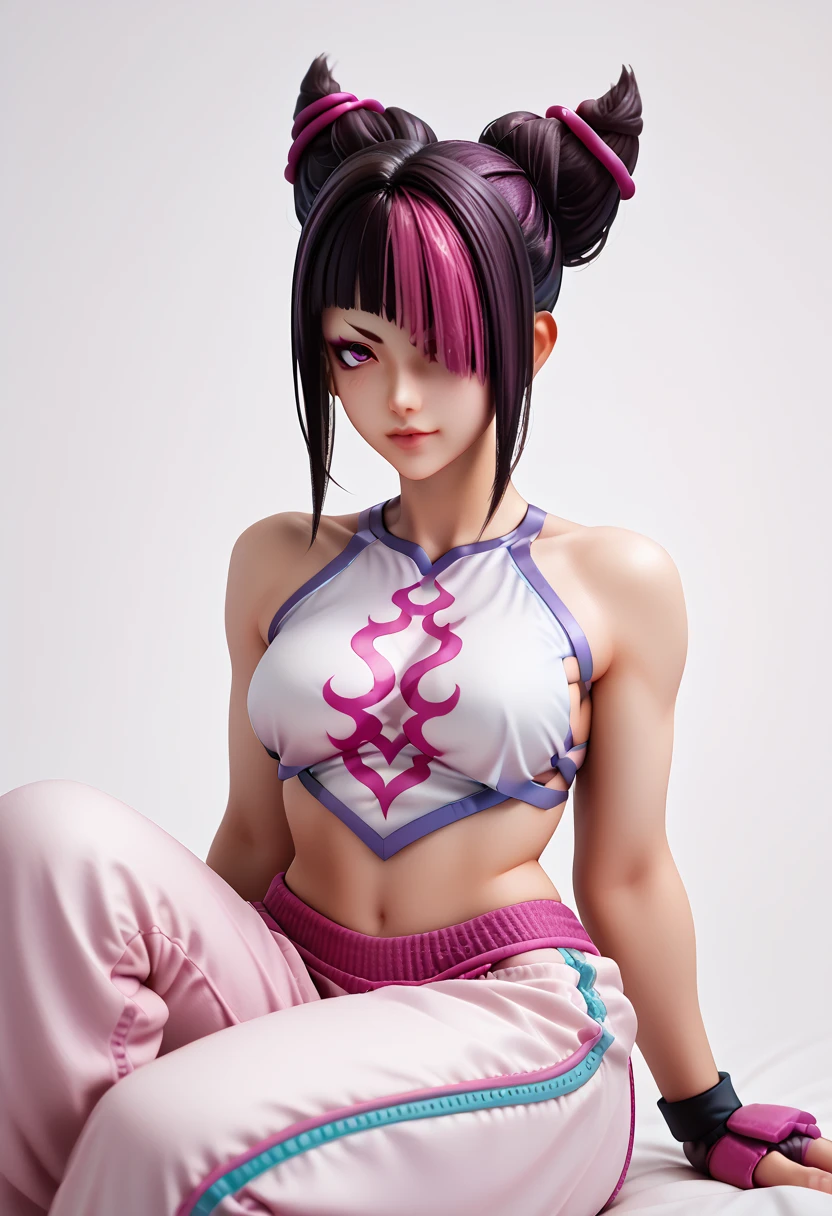fasha, 1girl, solo, black eyes, black hair, short hair, spiked hair, earrings, monkey tail,, saiyan armor, pink leotard, white gloves, bare shoulders, long tail