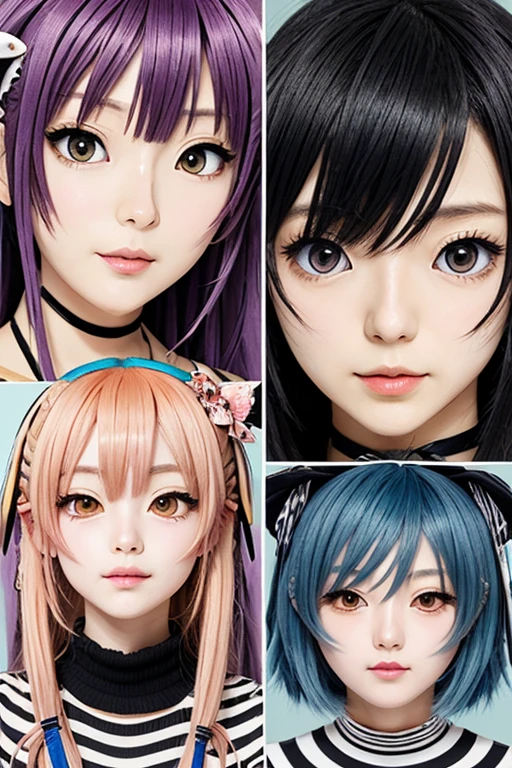 GIRLS CHILDREN, BLONDES WITH VERY LONG STRAIGHT GOTHIC HAIR, PURPLE BACKGROUND.