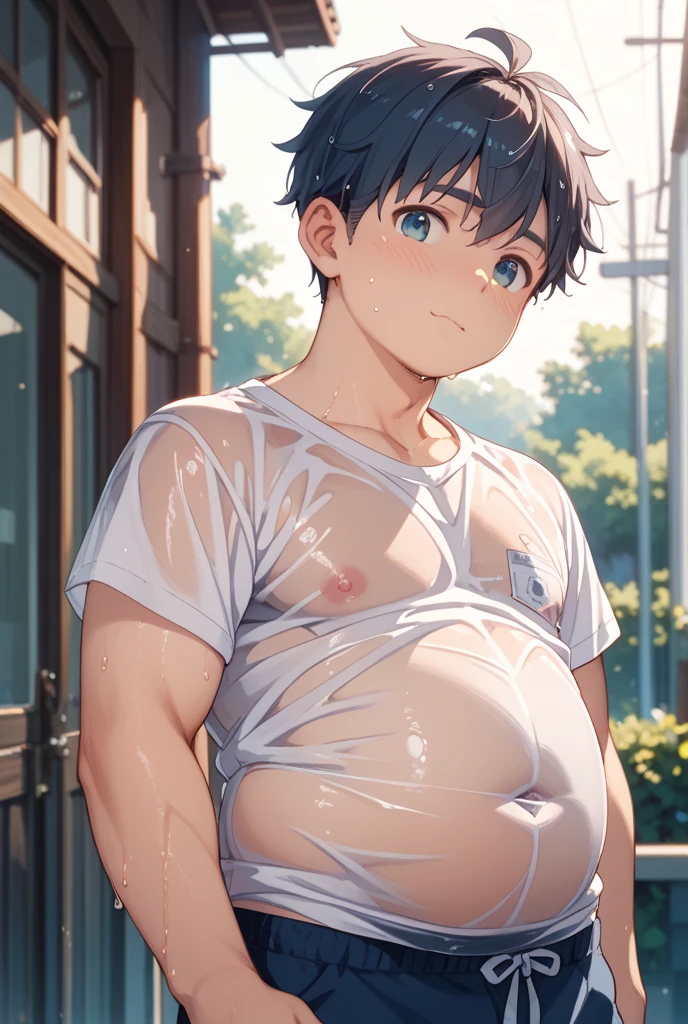 beautiful, ((chubby)), (very short hair),(tomboy), (breast) (pudgy face), (naughty) (high school students) , (plump), ((young)), (androgynous), (boyish), (handsome), (thick), (shota), (overweight), (by hinahara hajime), ((by daichi kouta)), (beefy), (nipples), (cute), (little brat), (naughty brat), (へそ), (ぽっちゃりした体), (shota)