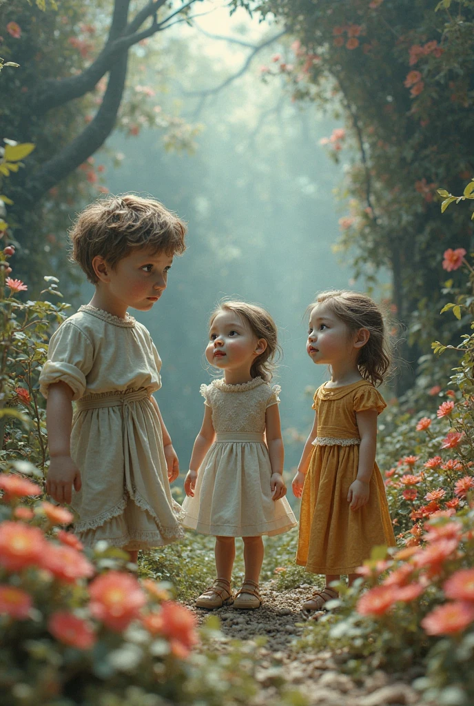 FAMILY ON VACATION, CHILDREN PLAYING AROUND, FAMILY, LOVE, FLOWERS, NATURE, TREES, 8K, detailed matte painting, deep color, fantastical, intricate detail, splash screen, complementary colors, fantasy concept art, 8k resolution trending on Artstation Unreal Engine 5", 8K, CAUCASIAN, BLUE EYES, Italy