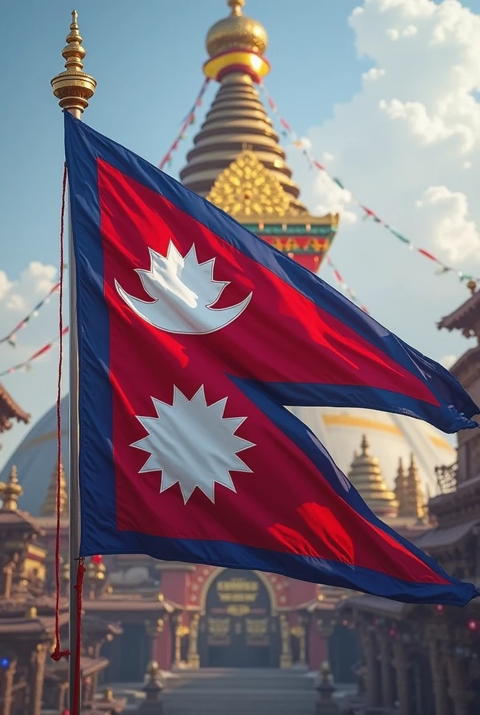 Nepal flag waving in the wind, NepalFlag, Hyperrealistic, Hyperdetailed,, realistic, masterpiece, best quality, ultra realistic, High Detail,<lora:AsiaFlags01-000002:1> ,
