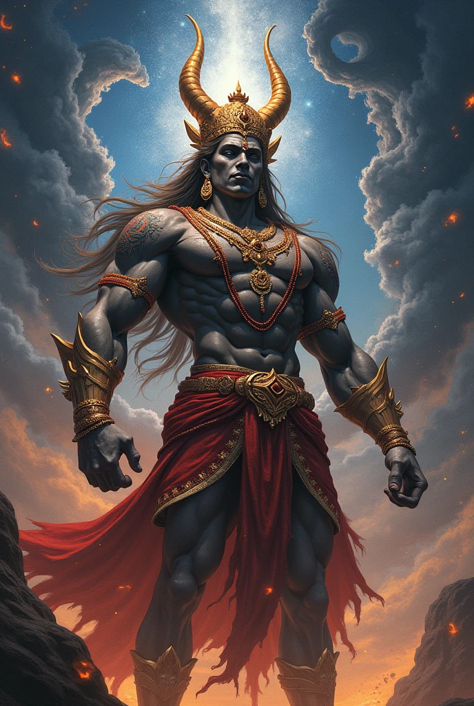 A indian king ravan having 10 heads joint