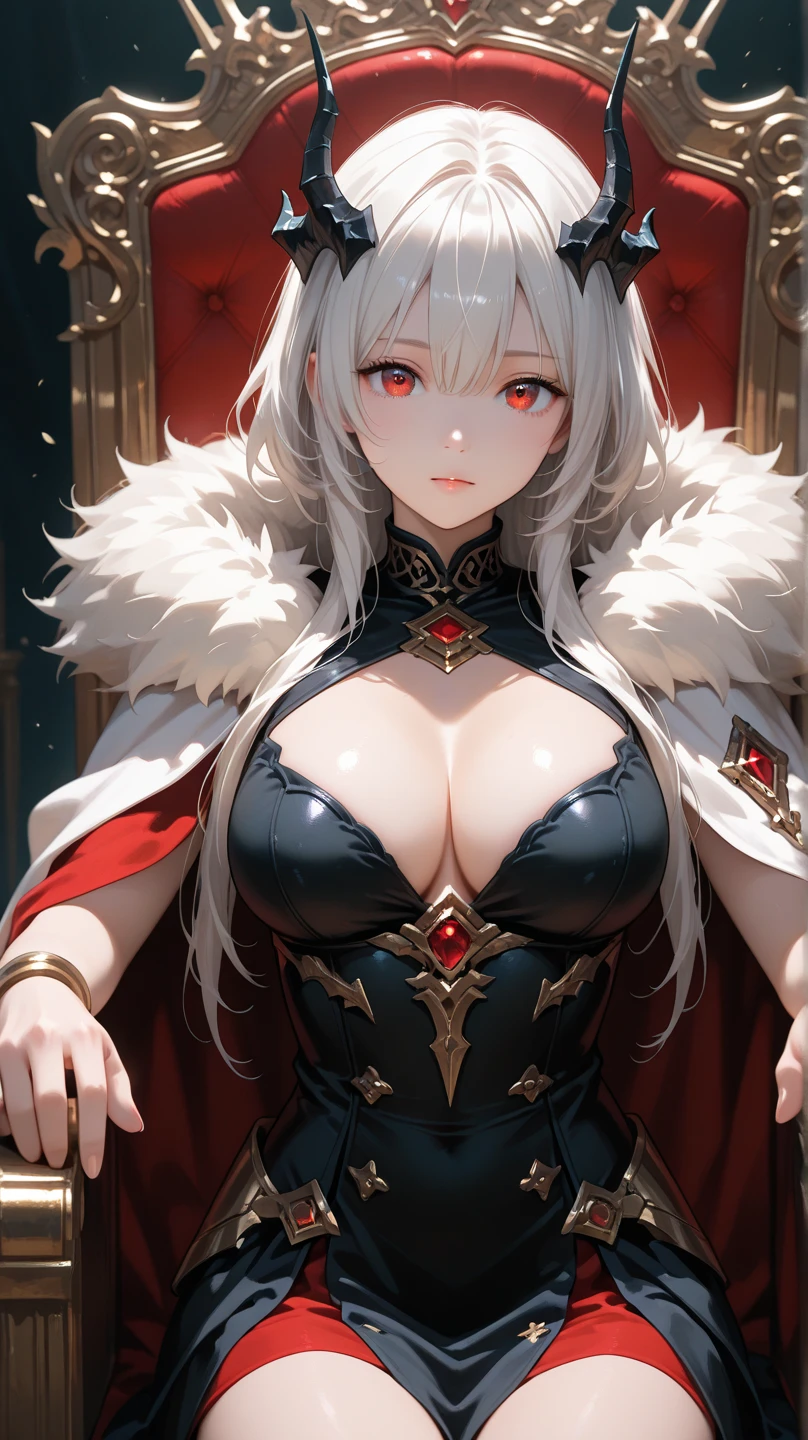 1girl, sensitive, solo, sitting on throne, upper body