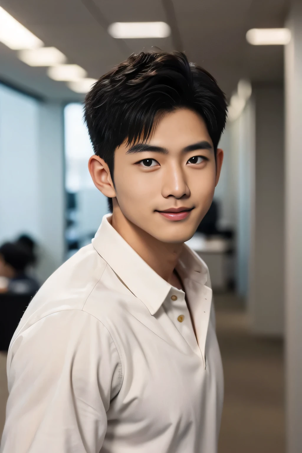 male、Japanese、handsome、macho、about office workers、short hair、Smile Yan