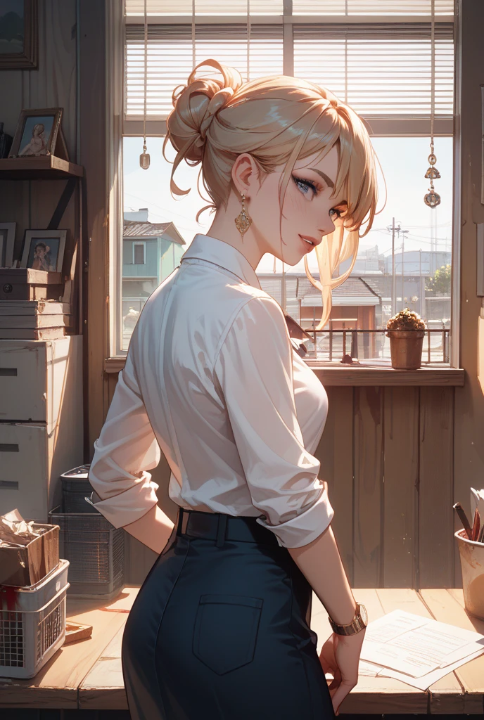 Waiting for a short time after work。Burns up in a short time。Jealousy、envy　back view