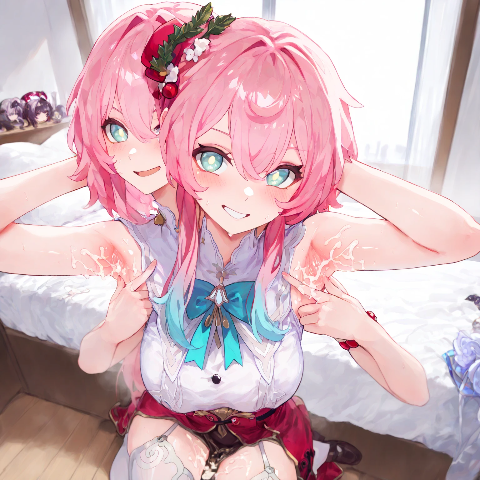 core_9, score_8_up, score_7_up, source_anime, duo, gynomorph/femail, dominant gynomorph,humanoid/human, human on anthro, interspecies, big dom small sub, height difference, age difference, yuri, saliva trail, hug, orgasm, gynomorph penetrating,humanoid penetrating, fellatio, (deepthroat1:2), (blue skin:1.3) horn, Large bat-like wings, Spade Tail, Succubus, devil, seducer, (Large Breasts:1.2) Wide Hips, large penis, cum in mouth, excessive cum, black armor, mature, larger female, white hair, very long hair, red eyes, bottomless female, girly, white skin, smaller female, pink hair, long hair, twin drills, dark red dress