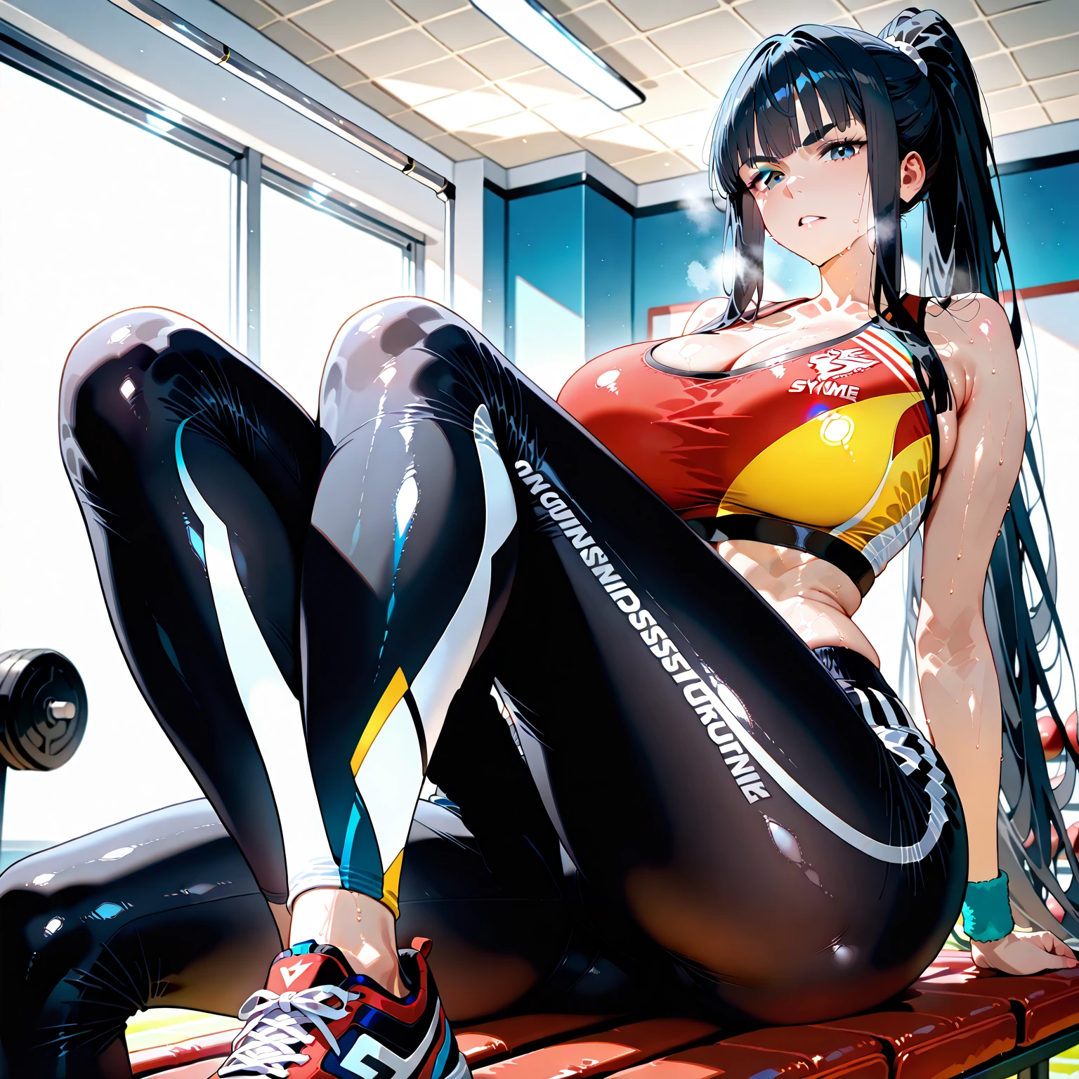 (masterpiece), (best quality),
make up, blush, earring, <lora:aj_sneaker:0.5>, sneakers, 1girl, sports bra, pantyhose,