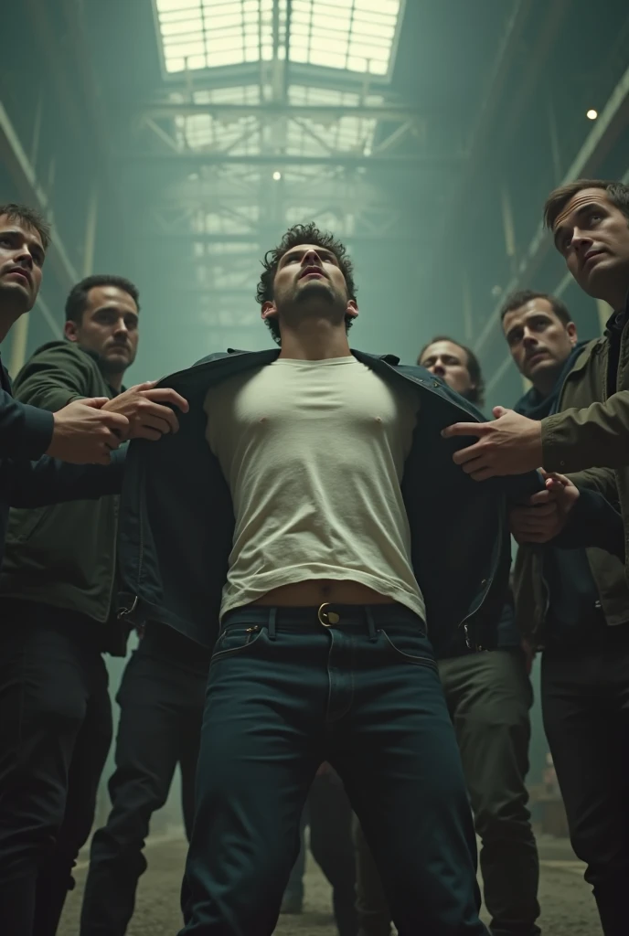 A group of gangsters kidnapped a handsome mature male policeman, stripped his clothes, and touched and played with every part of his body. Chest muscles! Chest hair! Movie texture! struggling expressions!!