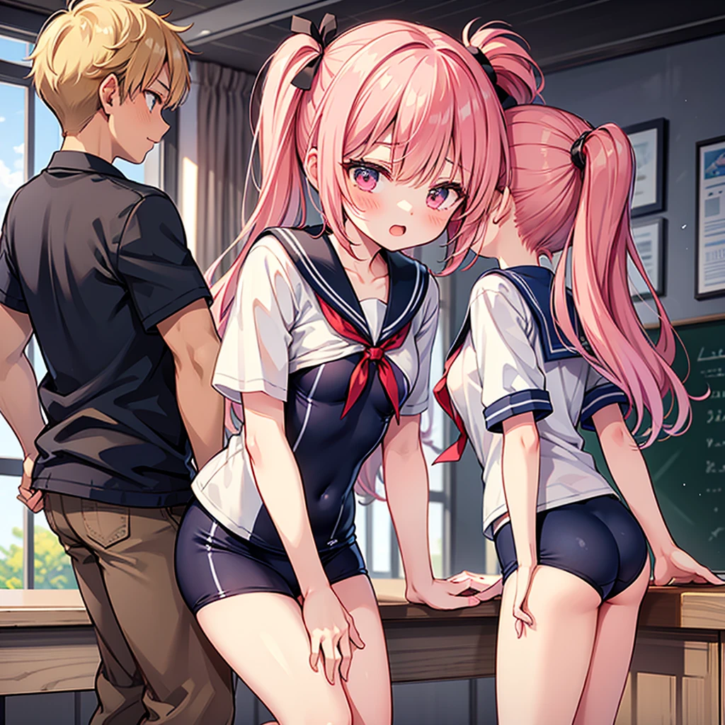 BREAK Perfect Anatomy、Highest quality、(High resolution:1.2)、Unbelievably absurd:1.3、Incredible illustrations、(Cute illustrations:1.2)、nsfw,(Beautiful background、night、garden)、1gial(Pink hair、Wavy Hair、fucked silly、、(((9 years old female,short stature 1.2meters, slim 25kg))))(flat chest)( Sex preparation:1.2、upright straddle),(public indecency,rape(((shackles,))))、(breathless,trembling,chain),pussy juice:1.2,How(anal,Sex),How in ass,(1fat boy),penis ,(school uniform,garter belt)(multiple views)