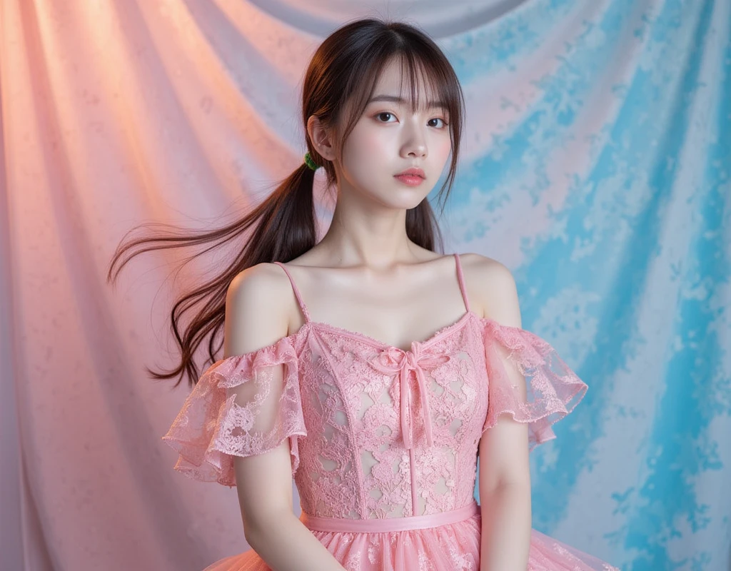 wonyoung from IVE with a pink dress