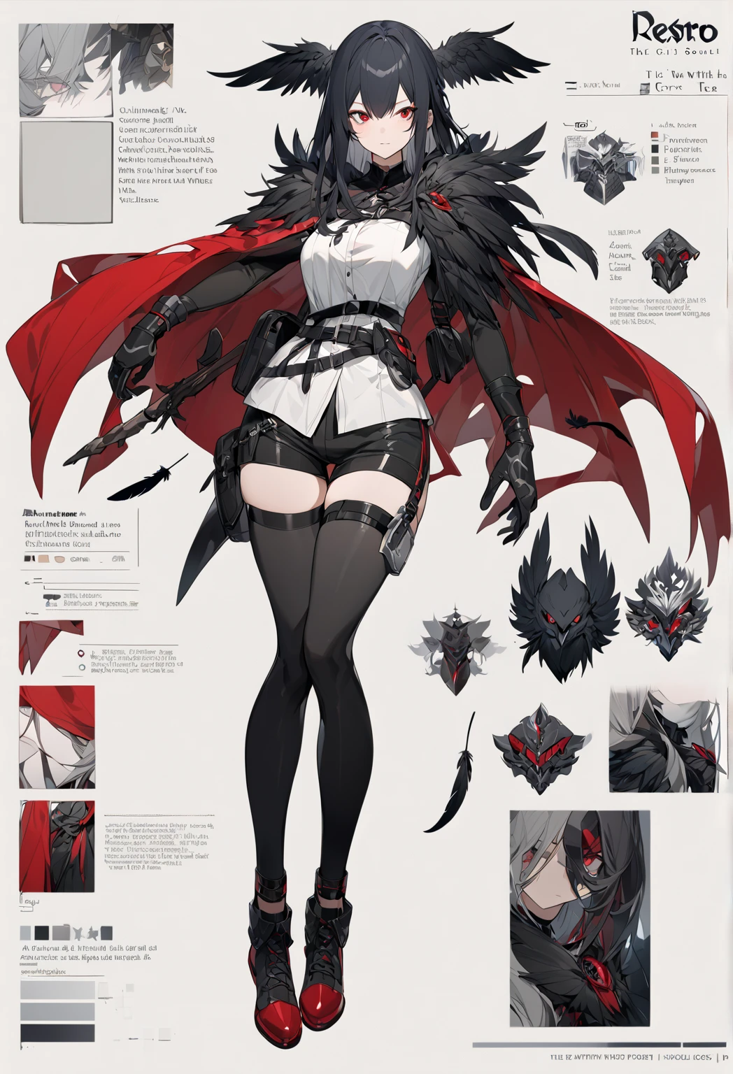 WLOF style, bat ears, bat hair on the arms, bat hair collar.