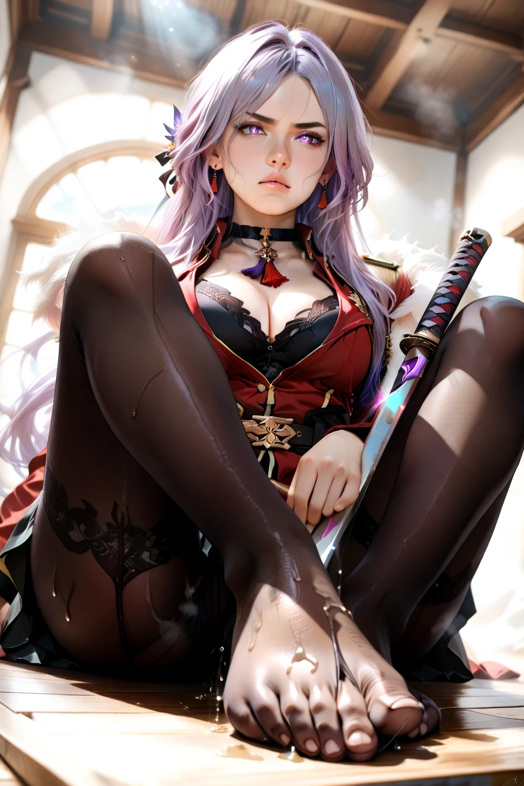 Dragon Queen，Dragon horns on the head，Long basket-colored hair，Long legs, full bodyesbian都有鳞片,high and cold，apathy，full bodyesbian，jade foot，Basket hair