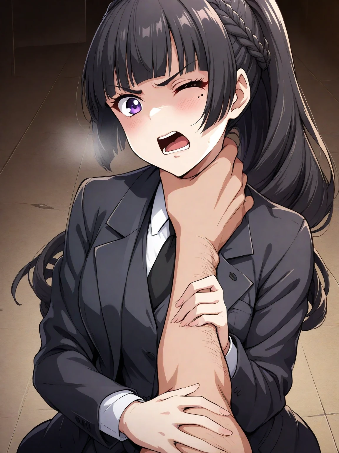 (Unity 8K Wall Pace),(Highest quality),(High resolution),(Very detailed),(Perfect Anatomy),(Beautiful attention to detail),(Very detailedベニス),(masterpiece, Highest quality), Browsing Caution,(1man,1girl),(Facial:1.8),　BREAK Japan,Girl,5 years old,(Not cute),((scared:1.8)),Black Hair,(pixie cut),short hear,,Japanese ,Navy Blue Blazer,Pleated skirt,White socks,Sit in front of the audience,Staring at the audience,(hand job:1.5),Grab your penis,　BREAK Small penis,(Viewer&#39;s penis),Realistic penis